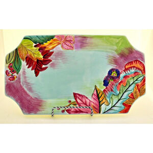 Platter-Tracy Porter-Ceramic-The Citrine Collection-Hand Painted-Leaves-13"x7.5"